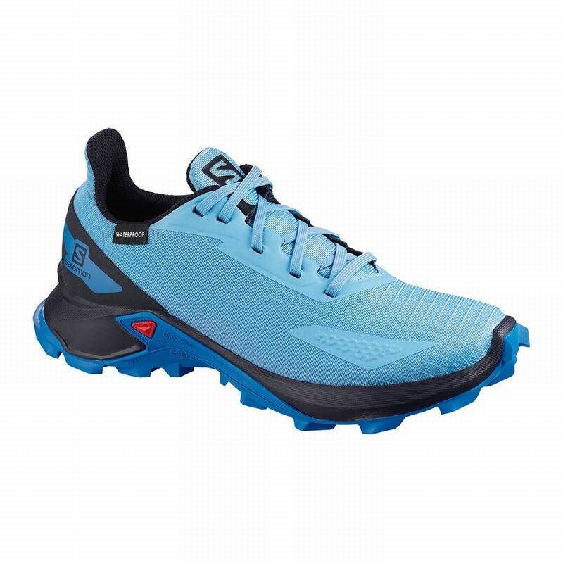 SALOMON ALPHACROSS BLAST CLIMASALOMON™ WATERPROOF Philippines - Kids' Trail Running Shoes - Blue/Nav